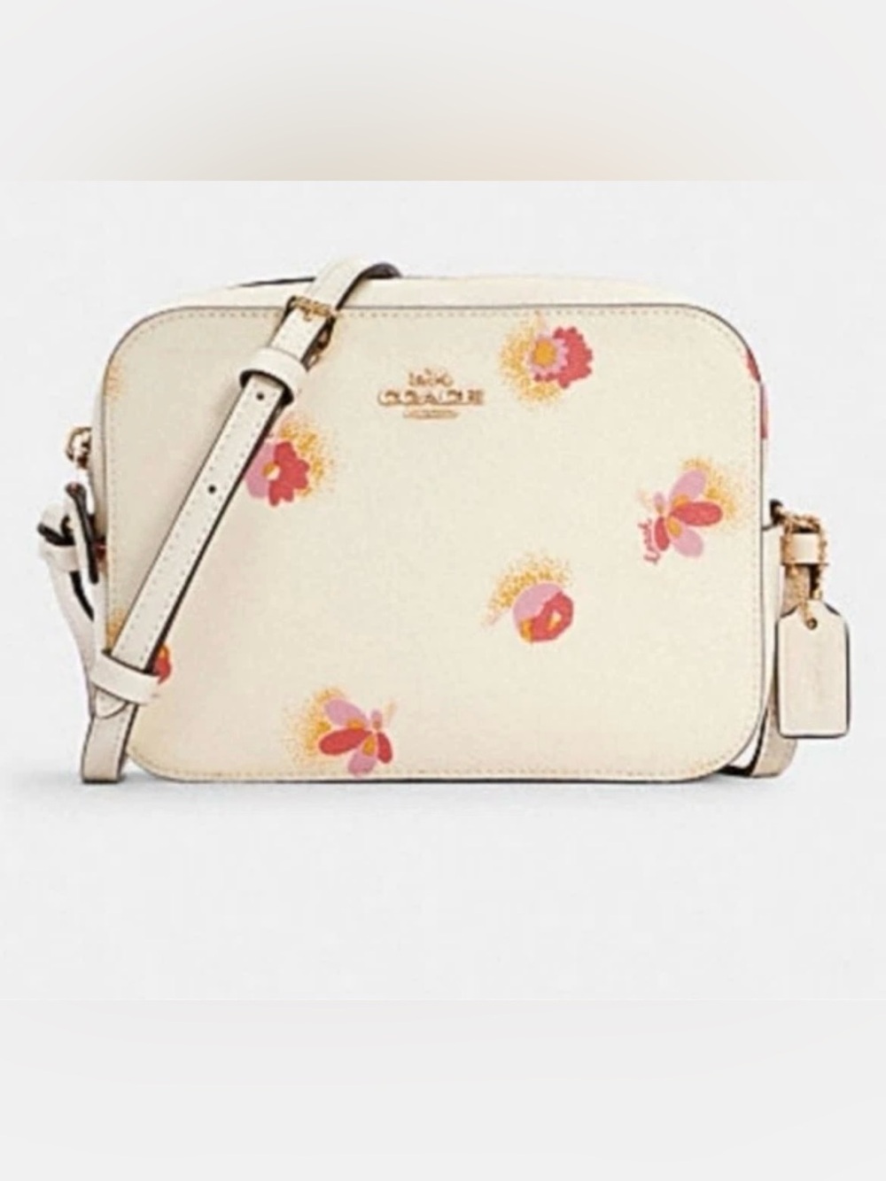 Coach C6044 Pop Floral Mini Camera Bag Leather Chalk Multi